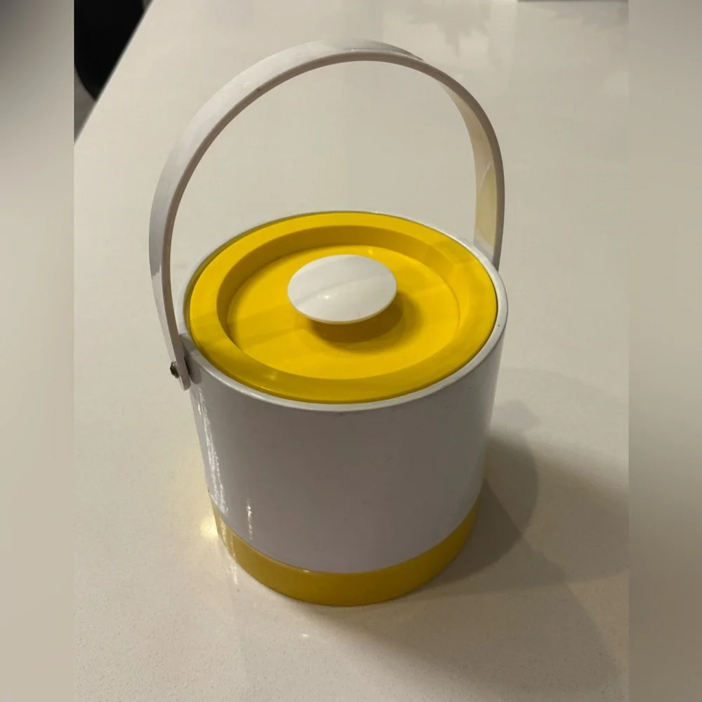 MCM Vintage Ice Bucket‎ Vinyl White Yellow